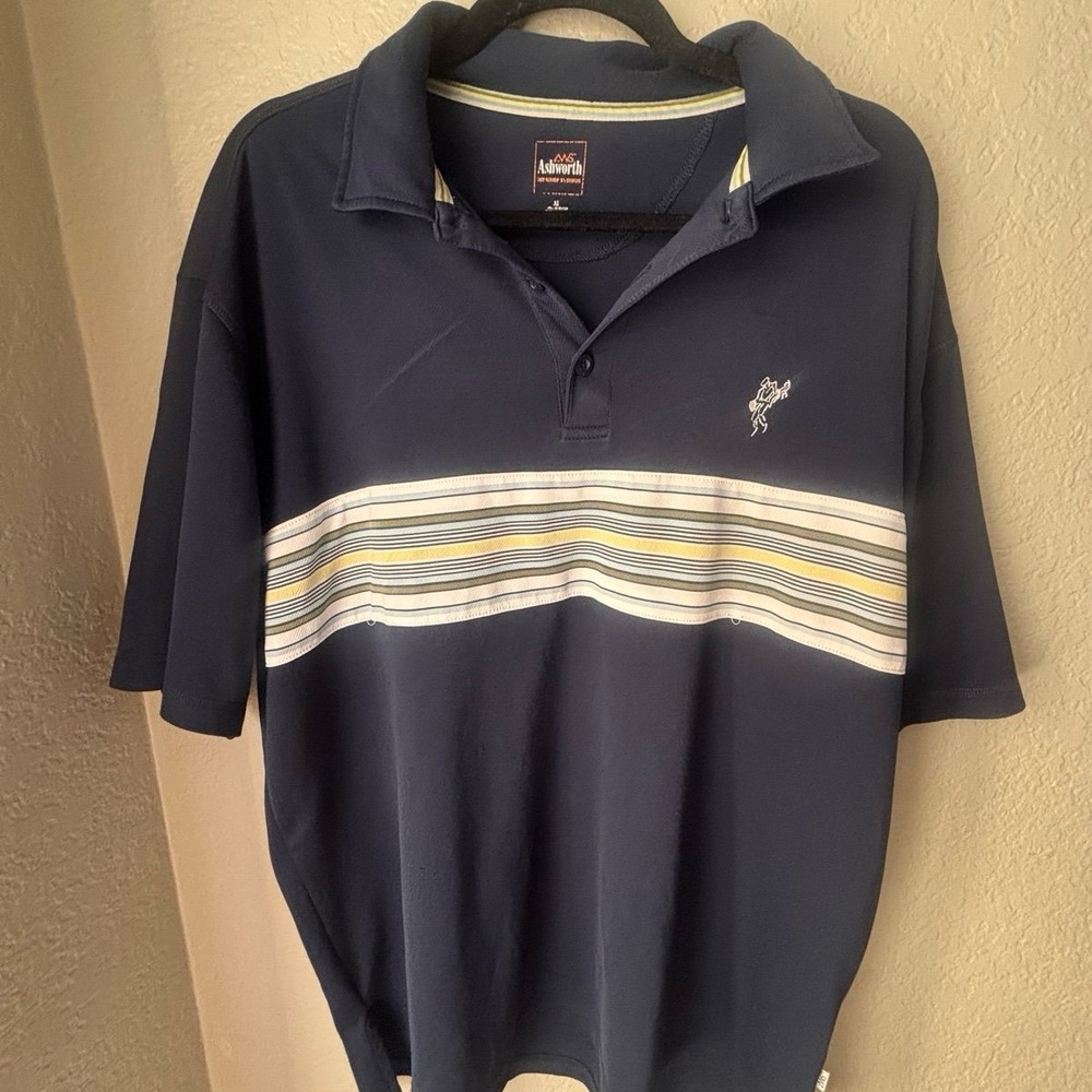 MEN'S ASHWORTH Blue DRI FIT COLLAR GOLF‎ POLO SHIRT SIZE XL